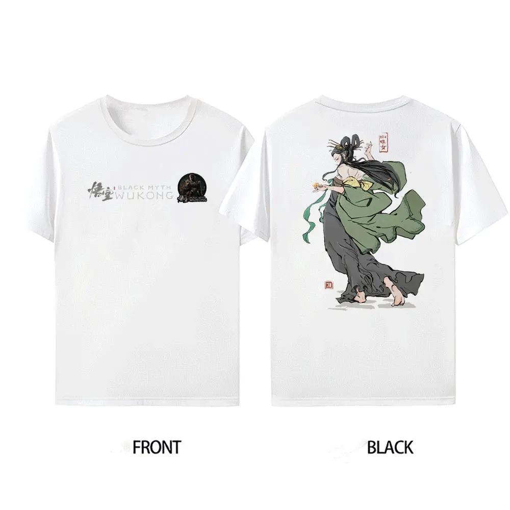 Herren Bestseller Black Myth Wukong Sun Wukong Muster vorne hinten Baumwoll-T-Shirt Wukong Spiel Ausverkauf T-Shirt Kurzärmlig