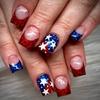 24pcs Independence Day Press On Nail Square Star False Nail 4th of July Designs Stick On Nail For Holidays And Parties