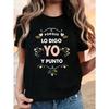 Plus Size, PORQUE LO DIGO YO Y PUNTO Graphic Print Plus Size Women's T-shirt, Short Sleeve Crew Neck Casual Top for Summer & Spring, Women's Clothing