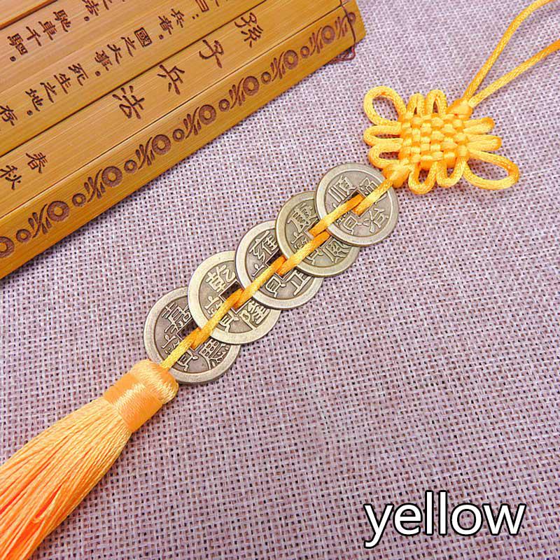 1Pcs Red Chinese Knot Lucky Charm Ancient Coin Pendant Decoration Collection Gift Keychain
