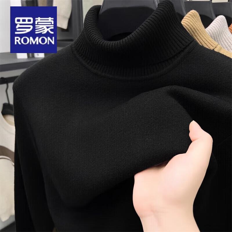 Luomeng Men's Fleece-Lined Thick Turtleneck Knit Sweater