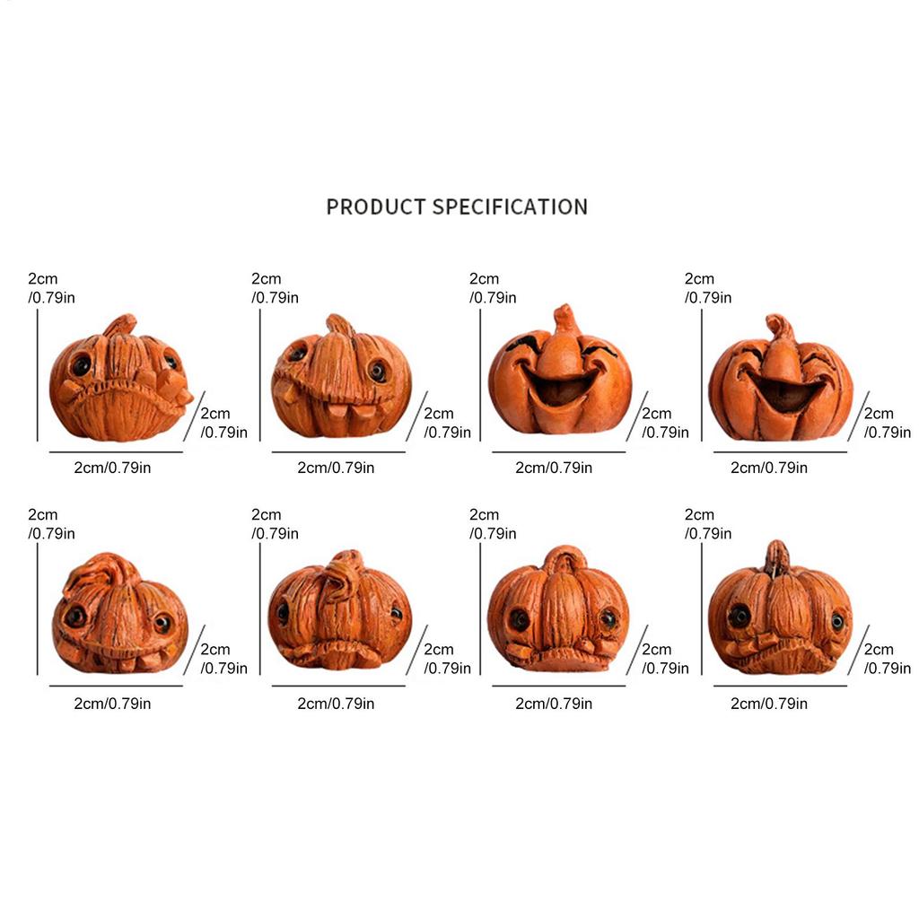 16 Pieces Miniature Pumpkin Figurines Decorative Halloween Garden Adornments Resin for Desk Outdoor Garden Home Party