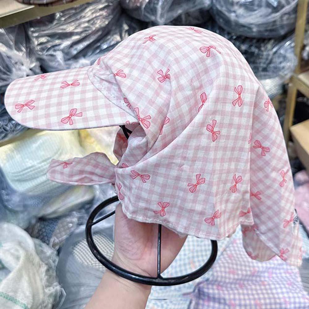 Plaid Headscarf Baseball Hat Bow Strappy Bandana Cap Driving Scarf Peaked Cap  Camping