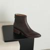 Krazing Pot Sheepskin Winter Round Toe Chelsea Boots Med Heels Zipper Carving Decoration Women Ankle Boots