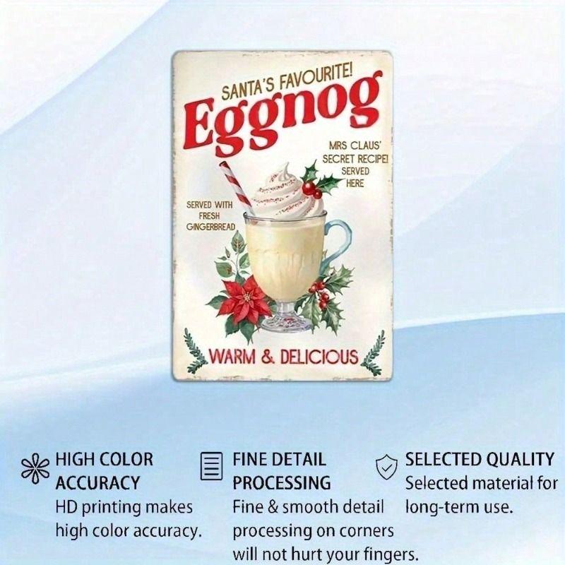 Retro Christmas Eggnog Metal Wall Poster for Bar