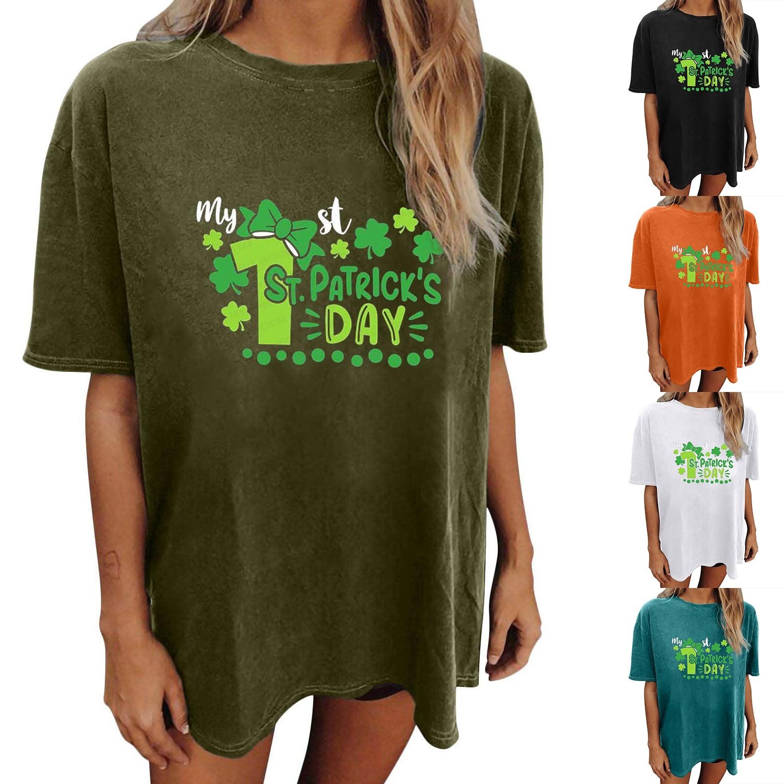 

Женская футболка с коротким рукавом на плече с принтом ко Дню Святого Патрика