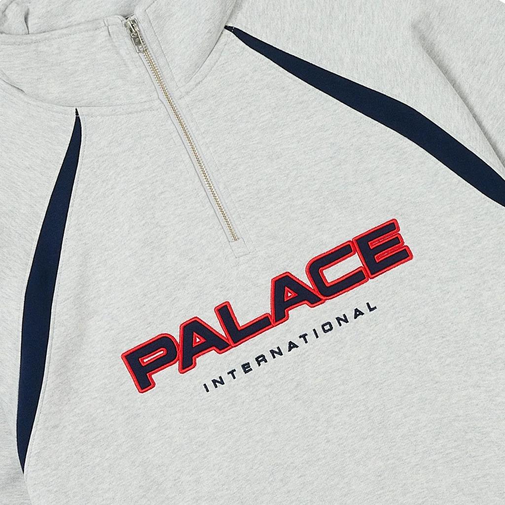 Palace International 1/4 Zip Grey Marl Unisex Tops P27CS216