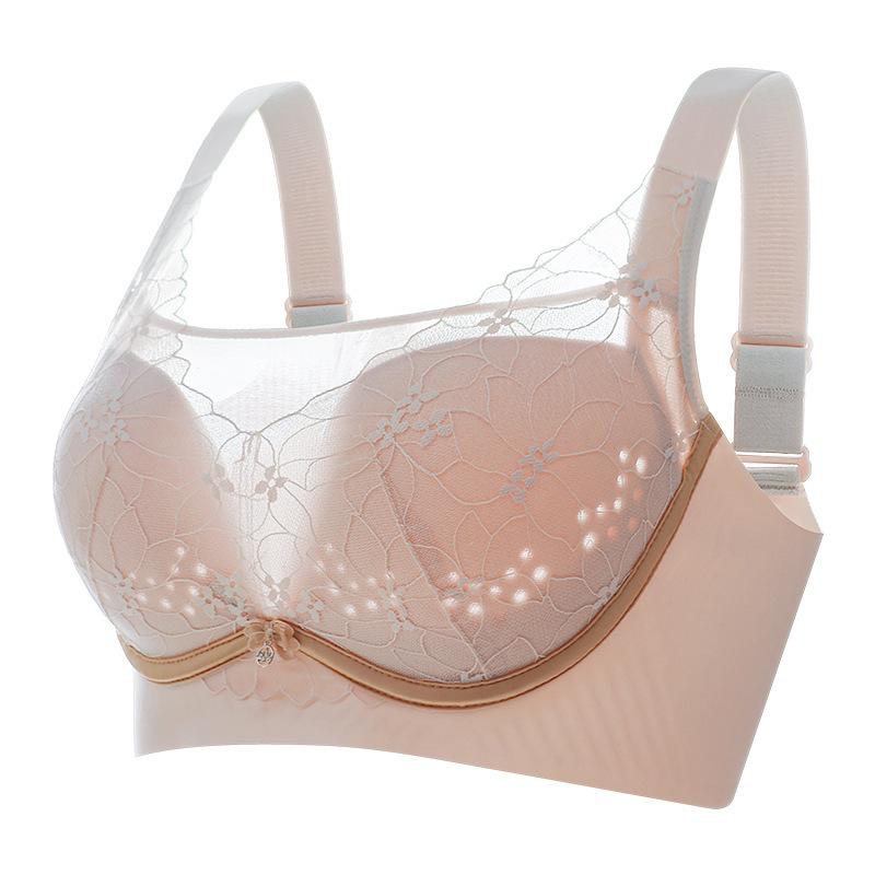 French Lace Bra Women's Gathering Adjustable Bra Sexy Summer Breathable Bra