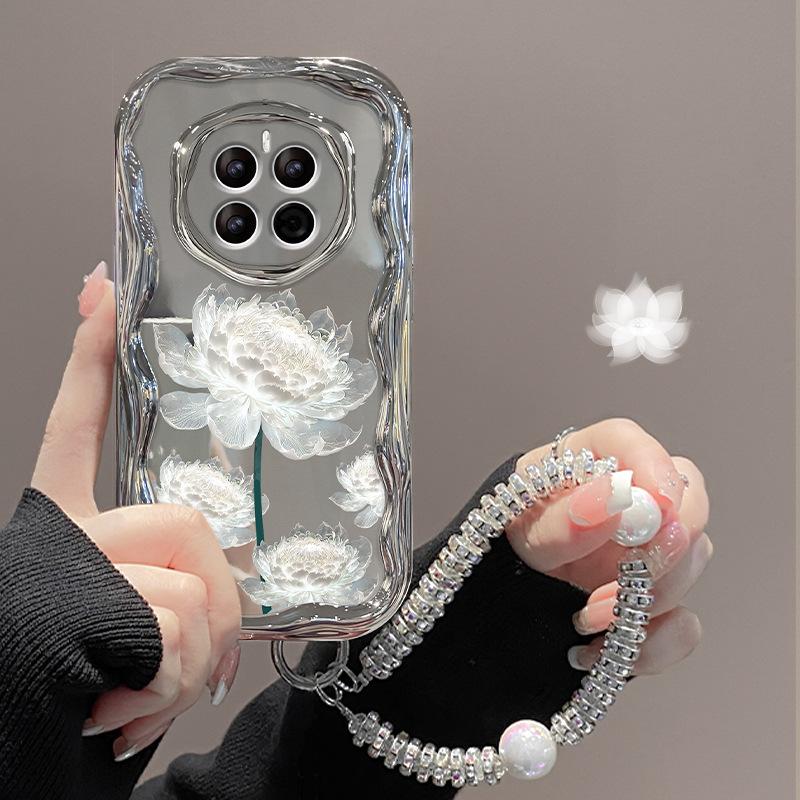 Suitable for Huawei Pura70pro Mobile Phone Case Vivos17 White Cereal Chain OPPO Electroplated Silver Xiaomi 14 Soft