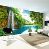 Green Mountain Waterfall 3d Wall Mural Nature Landscape Wallpaper Living Room Bedroom Home Decor Wall Paper