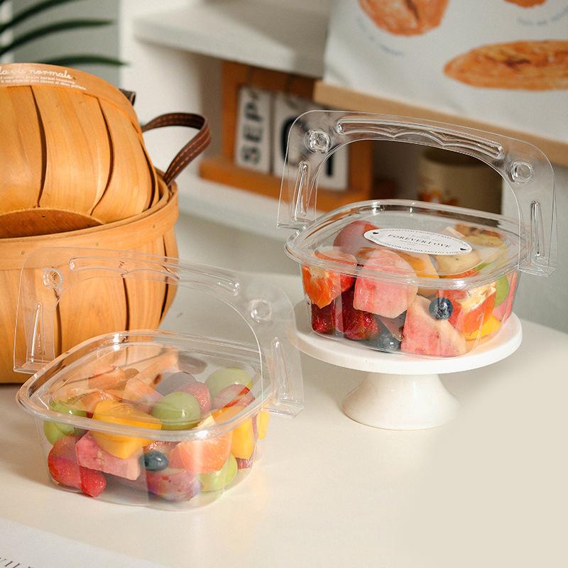 

25Pcs Transparent Dessert Box With Handle Fruit Pudding Ice Cream Plastic Cake Box Packaging Baby Shower Birthday Party Supplies
