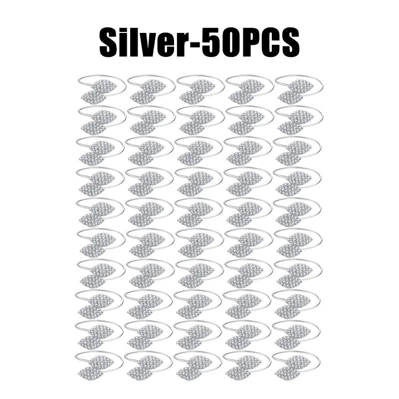 1-50PCS Leaves Napkin Rings Elegant Gold Sliver Leaf Napkin Buckles Holder for Birthday Wedding Party Dinner Table Decor
