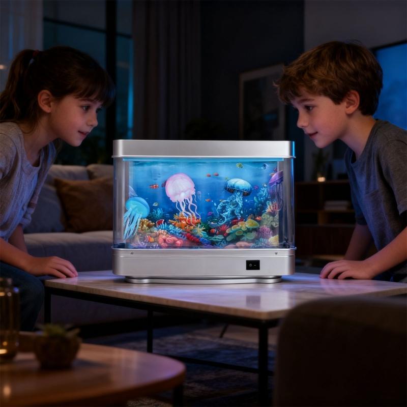 Realistic Swimming Jellyfish Desk Light With Soft LED USB Power Plastic Design Fishtanks Shape Lamp Home Decors
