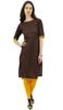 Phagun Indian Womena    s Solid Brown Kurti Cotton Tunic Regular Straight Kurta -