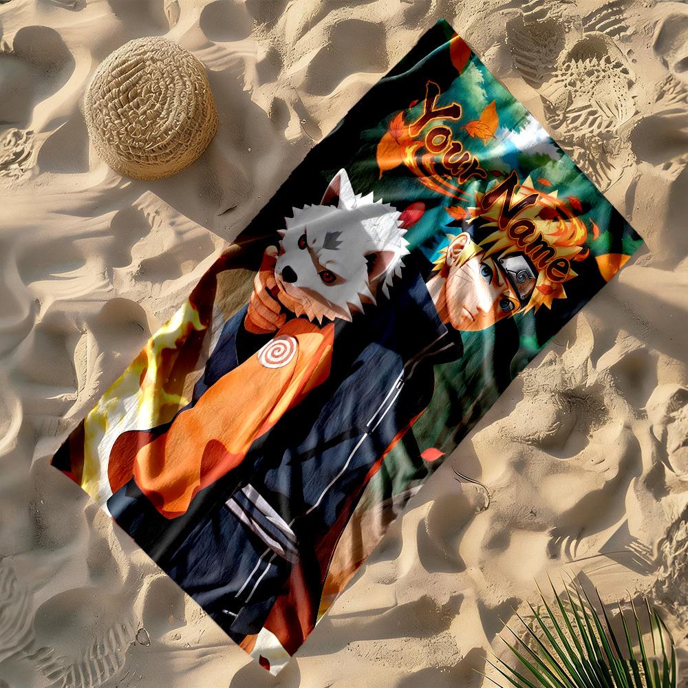 Naruto Character Customized Name Beach Towel High Absorbency & Quick-Dry Perfect for Traveling Yoga Camping and Swimming