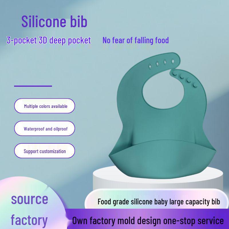New Food-Grade Silicone 3D Bib: Waterproof & Oil-Proof for Children