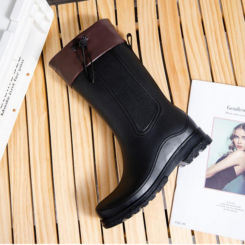 Damskie buty robocze kuchenne do połowy łydki na zimę do noszenia na zewnątrz ze ściągaczem w cholewce damskie buty przeciwdeszczowe