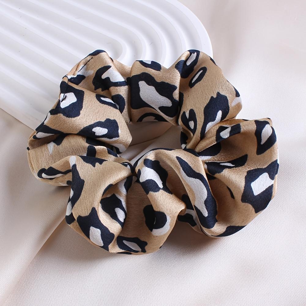 4pcs Leopard Print Elastic Hair Bands Soft Elegant Chiffon Scrunchie Hair Tie Lightweight Hair Accessories for Women