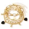 Punk Golden Metal Thick Chain Bracelets for Women Men Pentagram Heart Beads Pendant Charm Bracelet Set Fashion Jewelry