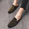 Fashion Retro Studded Leather Shoes for Men Comfortable Slip On Loafers Man High Quality Social Shoes Male Casual Rivet Loafers Hombre