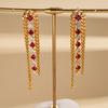 18 Karat Echtgold-Galvanisierung Europäischer und Amerikanischer Light-Luxury-Stil Zirkon Rhombus Fransen Silbernadel-Ohrringe Hofstil Retro Premium-Ohrringe