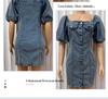 2026 Fashionable Denim Mini Skirt Dress with Square Neck & Cinched Waist