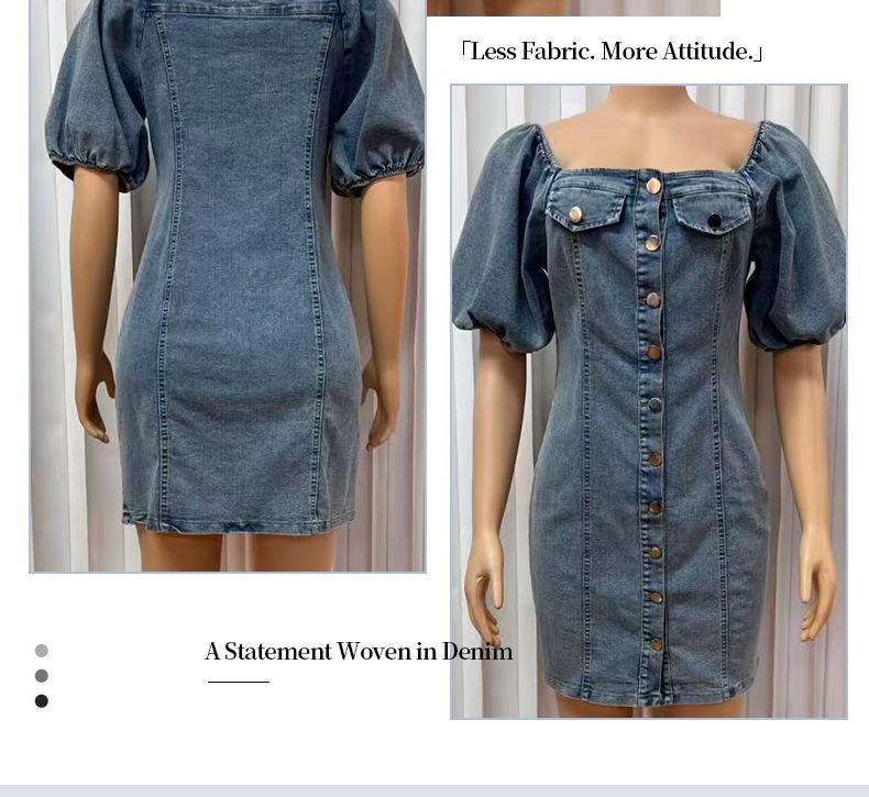 2026 Fashionable Denim Mini Skirt Dress with Square Neck & Cinched Waist