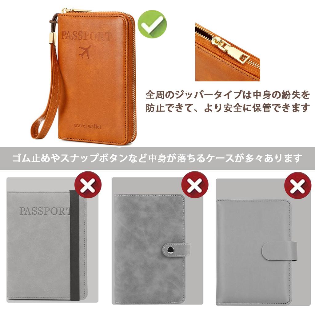 Ccgskninatta Passaporte Fácil de com Zíper Destacável Couro PU Premium Passaporte RFID para Viagem Internacional Estojo Anti-Skimming, Ultra-Compacto,