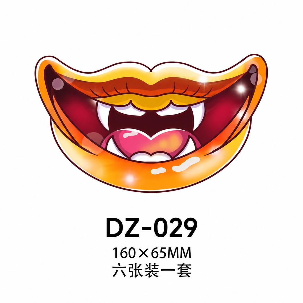 Halloween Mouth Temporary Tattoo Stickers, Vampire Lip Face Stickers for Halloween Party Makeup Decor