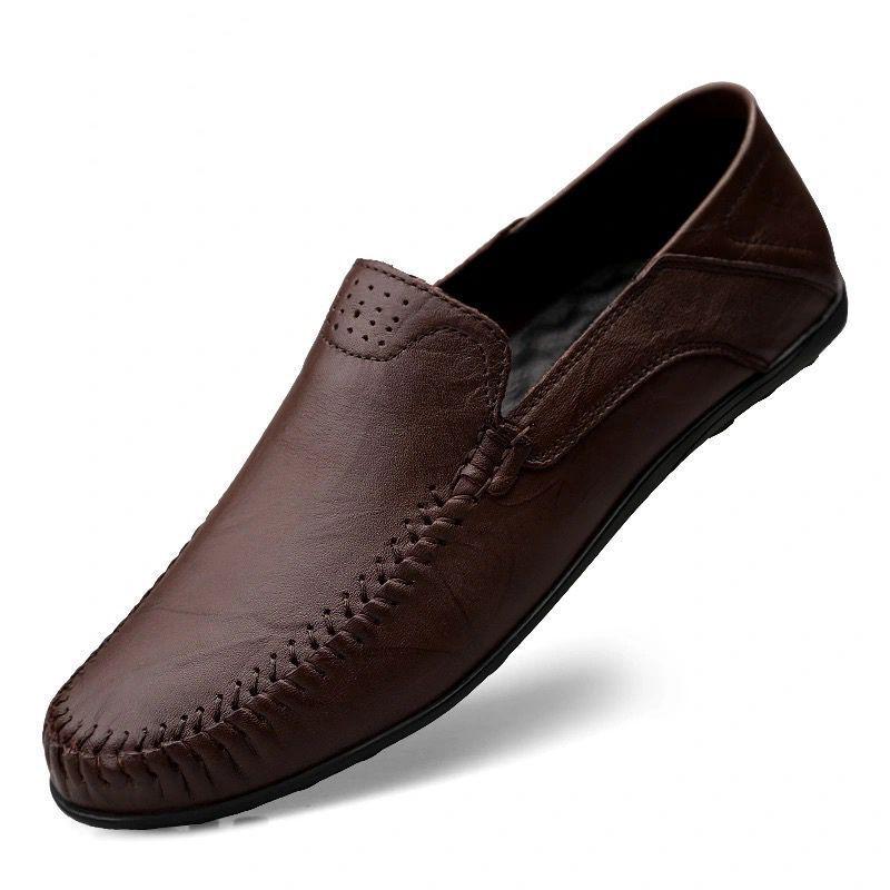 

Doudou Men s Breathable Soft-Sole Slip-On Leather Shoes - Trendy, Casual, British Style 47