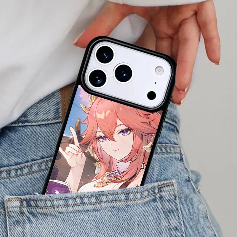 Genshin Impact Yae Miko Phone Case for iPhone 16e 15 14 13 12 17 Pro Max Plus Air 17pro Cover Coque