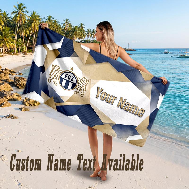 FC Zürich Design Beach Towel Custom Text Large Towel for Beach Vacation