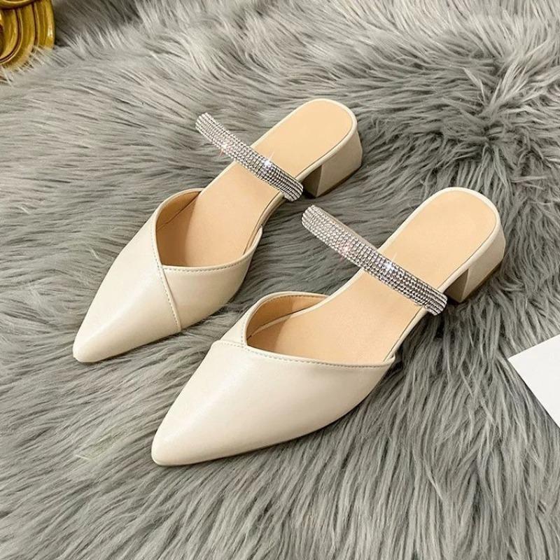 2025 New High Heel Sandals woman Fashion Bow Designer Elegant Solid Square Toe Women's Slippers 35-42 designer sandals