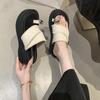 High-end woven open-toed slippers, women's summer going out for leisure and looking thin, foreign and light temperament, beach cool slippers