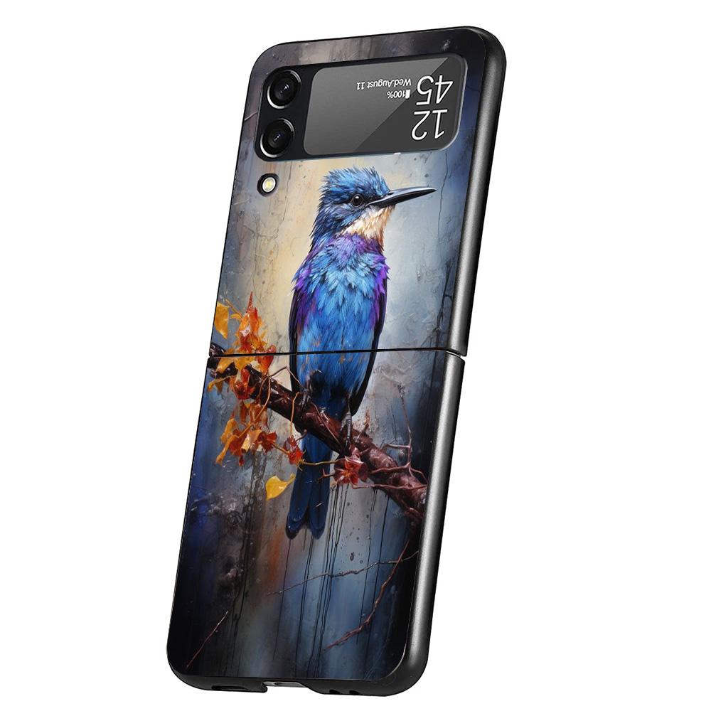 Animal Oil Painting Bird Cover Phone Case For Samsung Galaxy Z Flip 7 6 5 4 3 5G Flip7 Flip6 Flip5 Flip4 Flip3 Black Fundas Shel
