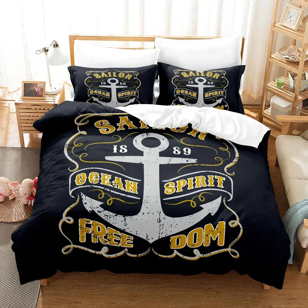 Anchor 3D Bedding Set Ocean Style Quilt Cover E Xtra Large Double Bed Duvet Cover With Pillowcase For Kids Boy Queen King Size