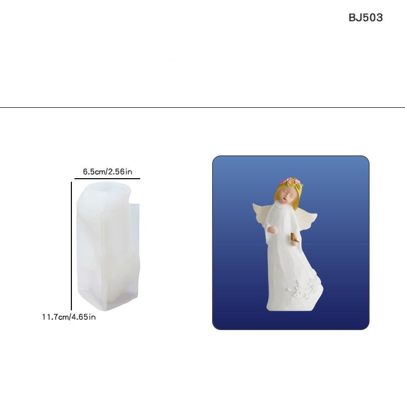 Epoxy Resin Flower Wreath Angel Girl Silicone Mold Creative DIY Angel Aromatherapy Candle Mold Home Decoration