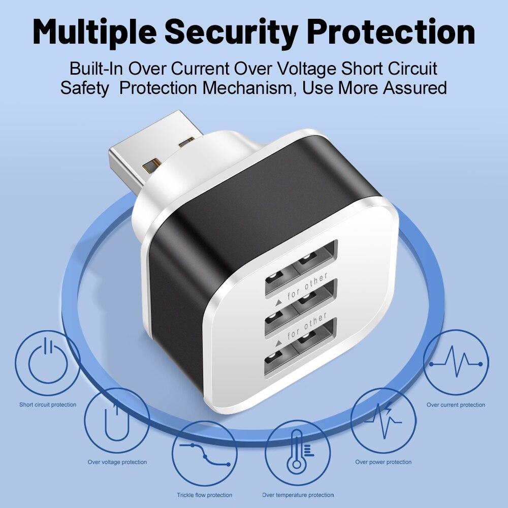 3 In 1 USB Extender USB HUB Quick Charge USB Splitter Multiple Interface Car USB Expander For Phone Tablet Laptop Charge Adapter
