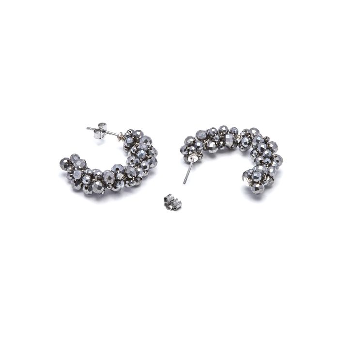 Boucles d'oreilles Luxenter en argent 925 et hématite finition en rhodiée - Silka