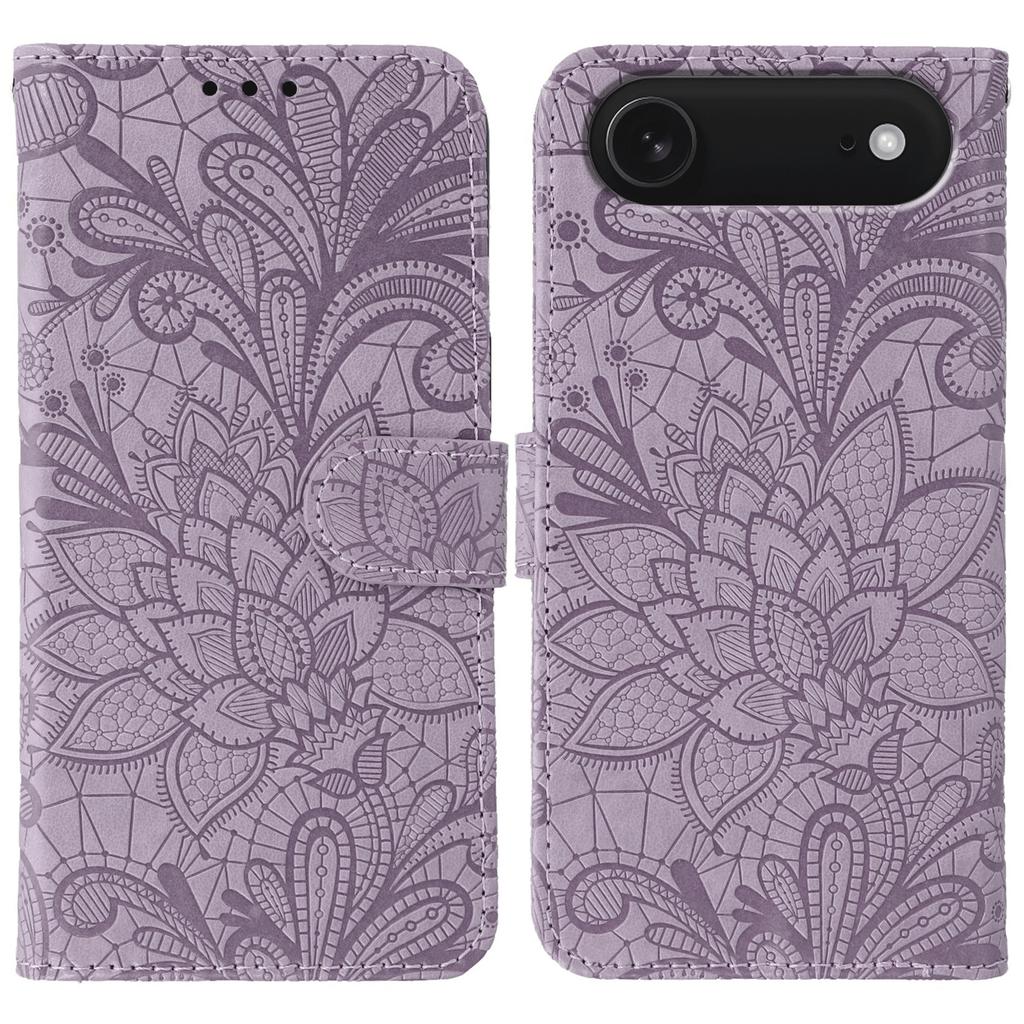 For iPhone 17 Air Case Lace Flowers PU Leather Flip Wallet Phone Cover
