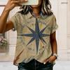 Plus Size Women Collared Short Sleeve Blouse Sparkling Pink Diamond Heart Print Button Front Casual Summer Top