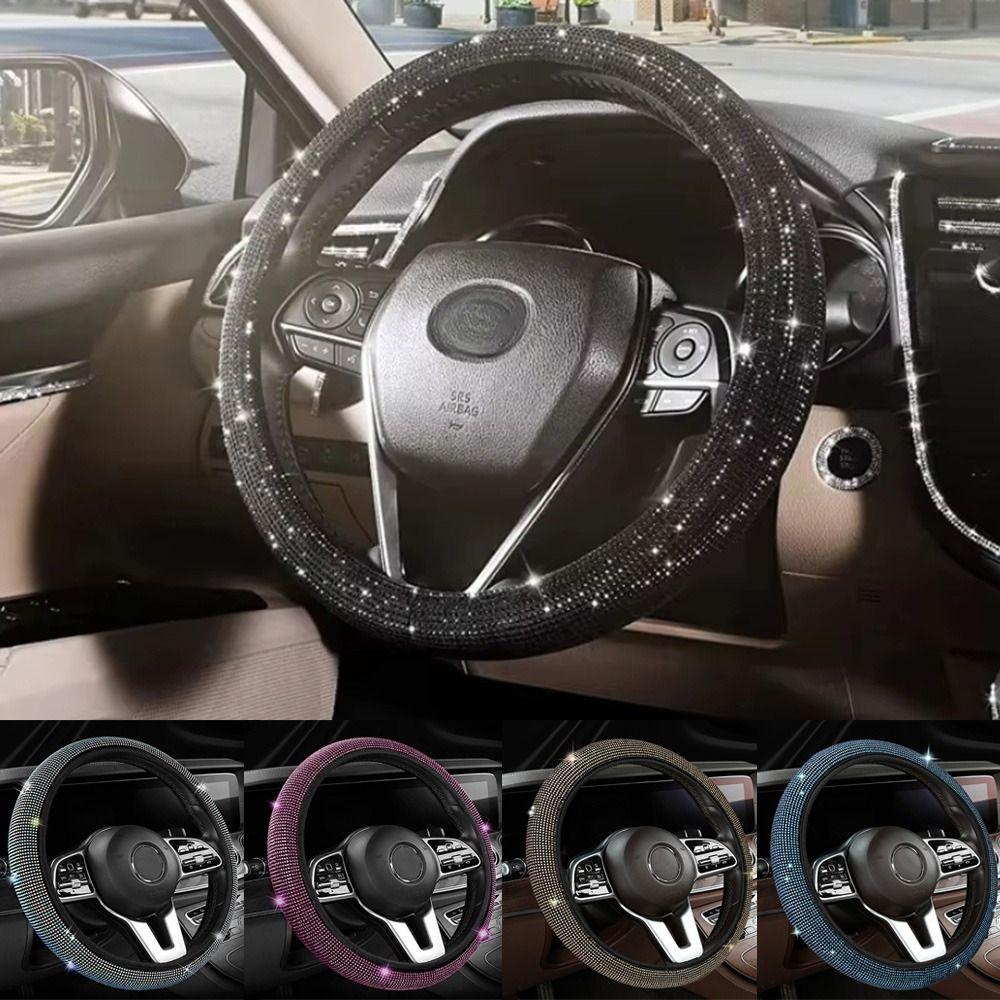 Elastic Bling Steering Wheel Cover Rhinestone Auto Steering Wheel Wrap  Car Accessories