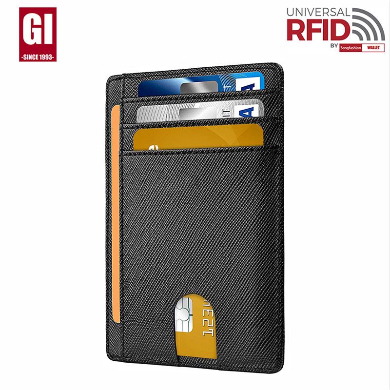 Card Bag Men's RFID Anti-theft Brush European and American Card Bag Men's  Card Holder