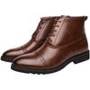 New High-top Casual Leather Shoes Leather Spring and Autumn Short Boots Leather Boots British Short Tube