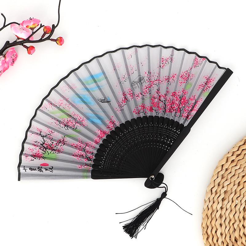 Hanfu skládací vějíř pro ženy inspirovaný japonským a čínským stylem – Scénický tanec bambusový styl