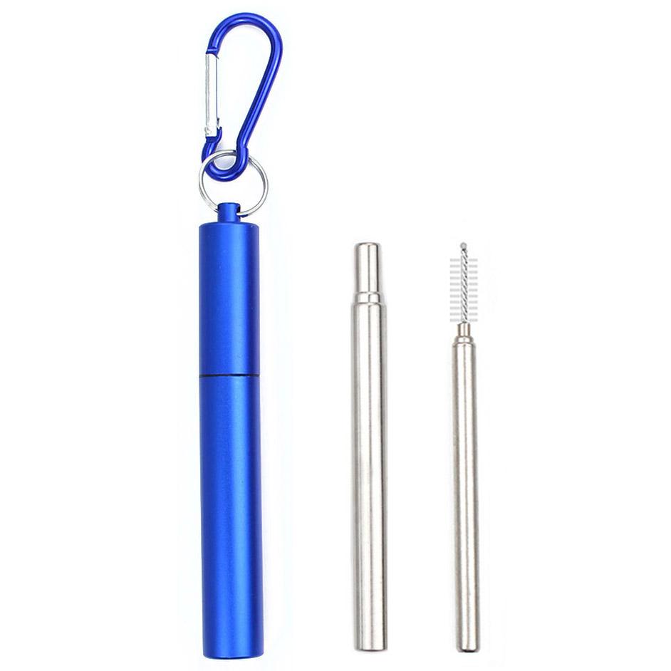 

Telescopic Drinking Straw Stainless Steel Portable Travel Straw Metal Reusable Straws With Brush Cocktails Tools Bar Accessories