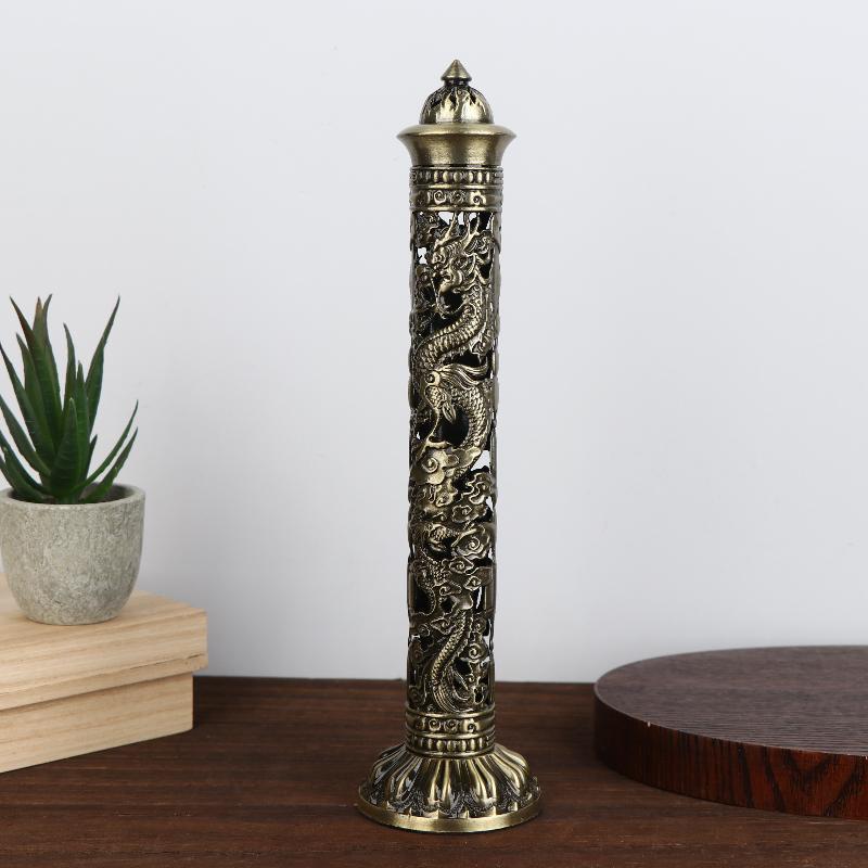 Retro vertikální kadidlo, Buddha, srdce, sútra, drak, fénix, sloup, kovová vonná tyčinka, domácí kancelář, obřadní dekorace