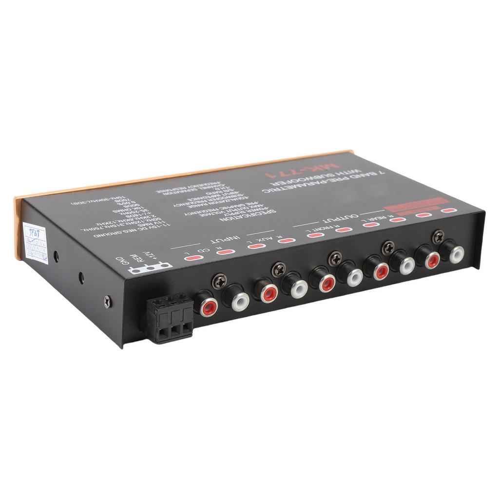 7 Band Car Graphic Equalizer Adjustable Frequency High Level Speaker Input Front Rear Subwoofer Outputs For RV Boat