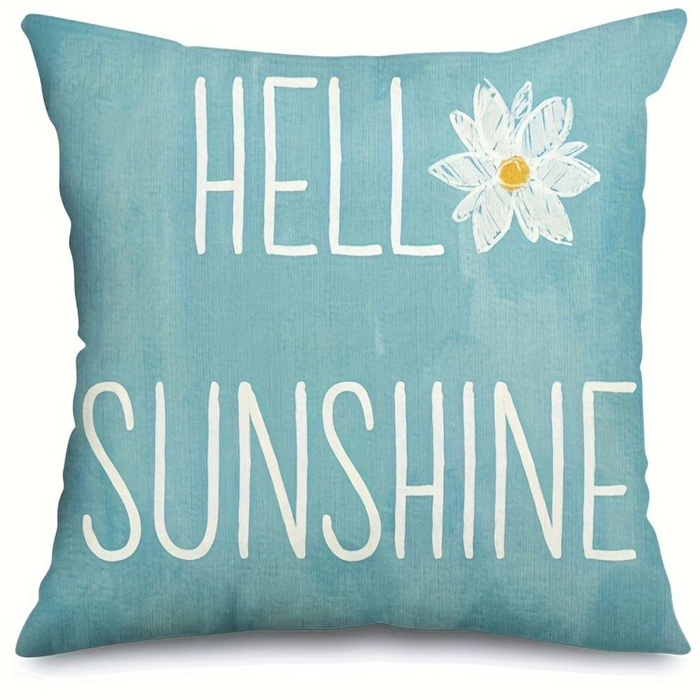 Blue Flower and Home - themed PillowcaseBedroom Living Room Sofa Home Decor Polyester Cushion Cover with Zipper
