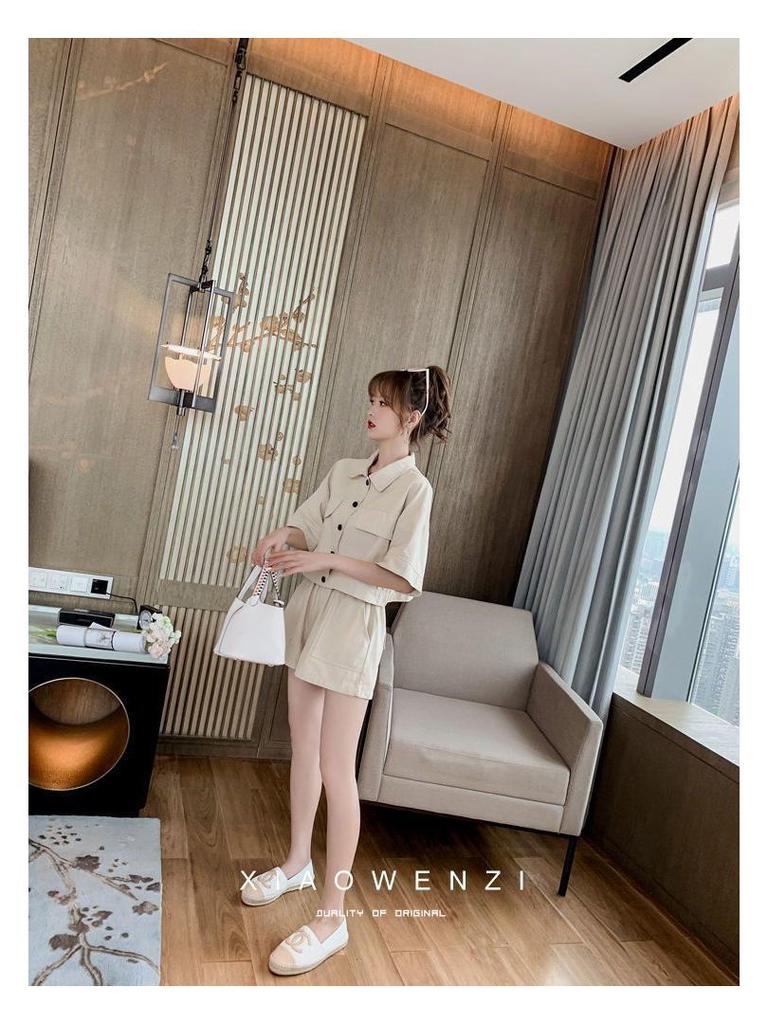 Korean Style Women's Chic Summer Workwear: Versatile Loose Short Sleeve & Shorts Two-Piece Uniform Set